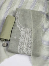 Embroidered Chanderi Unstitched Suit Piece With Dupatta