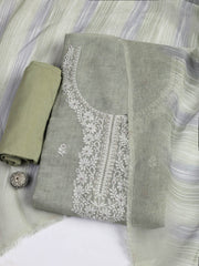 Embroidered Chanderi Unstitched Suit Piece With Dupatta