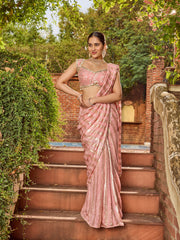 Sequence Embroidery Georgette Pre Draped Saree