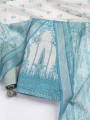 Printed Linen Unstitched Suit Piece With Dupatta