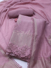 Embroidery Linen Unstitched Suit With Dupatta