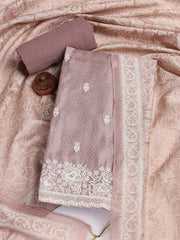Embroidered Chanderi Unstitched Suit Piece With Dupatta