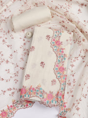 Embroidery Border Chanderi Unstitched Suit With Dupatta