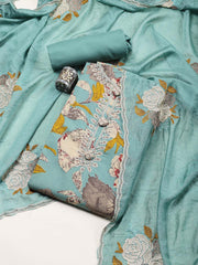 Printed Cotton Blend Unstitched Suit Piece With Dupatta