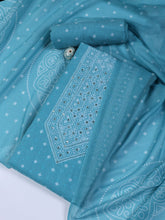 Neck Work Cotton Blend Unstitched Suit With Dupatta