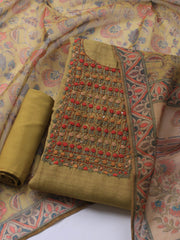 Embroidered Tissue Unstitched Suit Piece With Dupatta