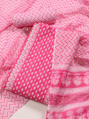 Printed Cotton Blend Unstitched Suit With Dupatta