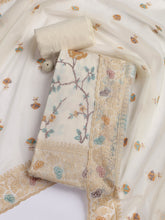 Embroidered Chanderi Unstitched Suit With Dupatta