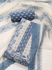 Printed Cotton Blend Blend Unstitched Suit Piece With Dupatta