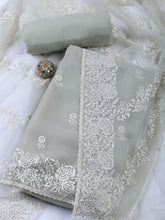 Embroidered Organza Unstitched Suit With Dupatta