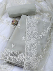 Embroidered Organza Unstitched Suit With Dupatta