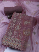 Embroidered Organza Unstitched Suit With Dupatta