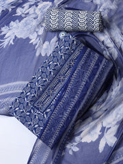 Printed Cotton Blend Unstitched Suit With Dupatta