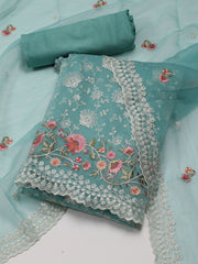 All Over Embroidered Chiffon Unstitched Suit With Dupatta