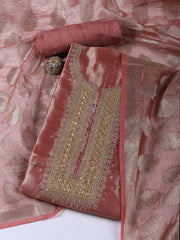 Neck Embroidery Tissue Unstitched Suit With Dupatta