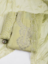 Embroidered Chanderi Unstitched Suit Piece With Dupatta