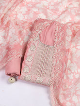 Neck Embroidery Chanderi Unstitched Suit With Dupatta