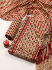 Printed Cotton Blend Unstitched Suit With Dupatta