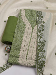 Embroidered Cotton Blend Unstitched Suit Piece With Dupatta