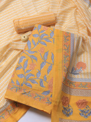 Printed Cotton Blend Unstitched Suit Piece With Dupatta