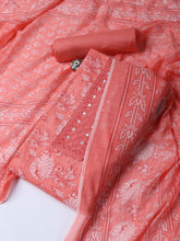 Neck Woek Cotton Blend Unstitched Suit With Dupatta