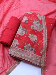 Printed Crepe Unstitched Suit With Dupatta