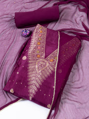 Woven Chanderi Unstitched Suit Piece With Dupatta