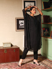 Sequin Embroidered Georgette Kaftan Kurta With Pants