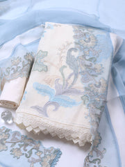 Embroidery Linen Unstitched Suit With Dupatta