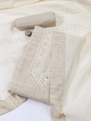Neck Embroidery Cotton Unstitched Suit With Dupatta