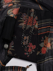 Patch Neck Muslin Unstitched Suit Piece With Dupatta