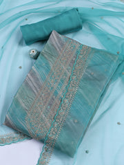 Neck Embroidery Tissue Unstitched Suit Piece With Dupatta