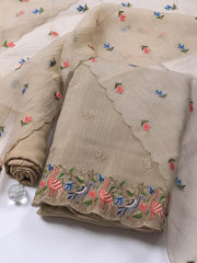 Neck Embroidery Tissue Unstitched Suit With Dupatta