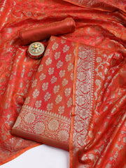 Woven Chanderi Unstitched Suit With Dupatta