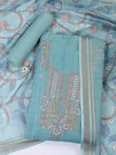 Neck Embroidered Cotton Blend Unstitched Suit With Dupatta