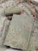 Embroidery Linen Unstitched Suit With Dupatta