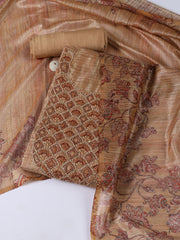 Kantha Work Chanderi Unstitched Suit With Dupatta