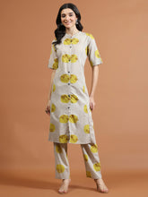 Printed Cotton Blend Kurta With Pants