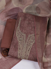 Neck Embroidery Chanderi Unstitched Suit With Dupatta