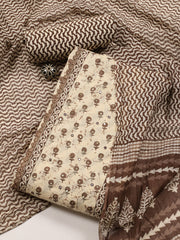 Printed Cotton Blend Unstitched Suit With Dupatta
