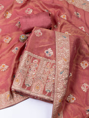 Woven Tissue Unstitched Suit Piece With Dupatta