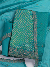 Patch Neck Art Silk Unstitched Suit With Dupatta