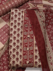 Digital Printed Cotton Blend Unstitched Suit With Dupatta