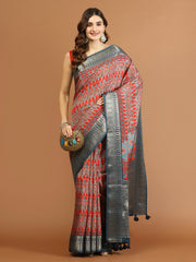 Abstract Print Art Silk Handloom Saree