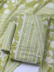 Printed Cotton Blend Unstitched Suit With Dupatta