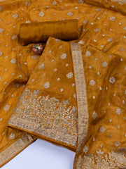 Embroidered Tissue Unstitched Suit With Dupatta