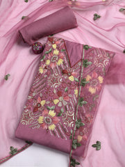 Neck Embroidery Cotton Unstitched Suit With Dupatta