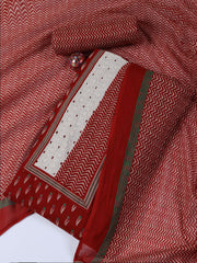 Neck Work Printed Cotton Blend Unstitched Suit With Dupatta