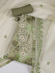 Neck Embroidered Cotton Blend Unstitched Suit Piece With Dupatta