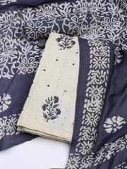 Schiffli Embroidery Cotton Blend Unstitched Suit With Dupatta